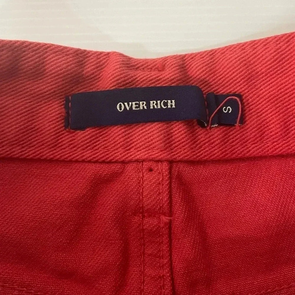 Over Rich Orange Denim High Waisted Shorts Size S - Picture 3 of 7